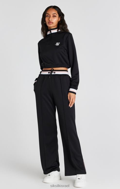 SikSilk נשים חולצה שחורה של מסלול 1/4 עם רוכסן D2LH275 לבוש