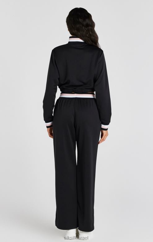 SikSilk נשים חולצה שחורה של מסלול 1/4 עם רוכסן D2LH275 לבוש