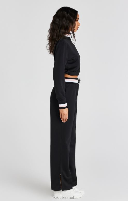 SikSilk נשים חולצה שחורה של מסלול 1/4 עם רוכסן D2LH275 לבוש