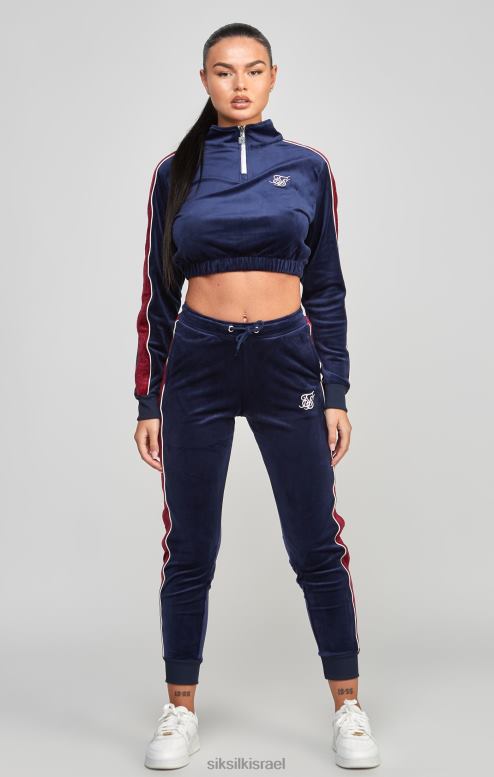 SikSilk נשים חולצת רצועה מקטיפה נייבי D2LH2112 לבוש
