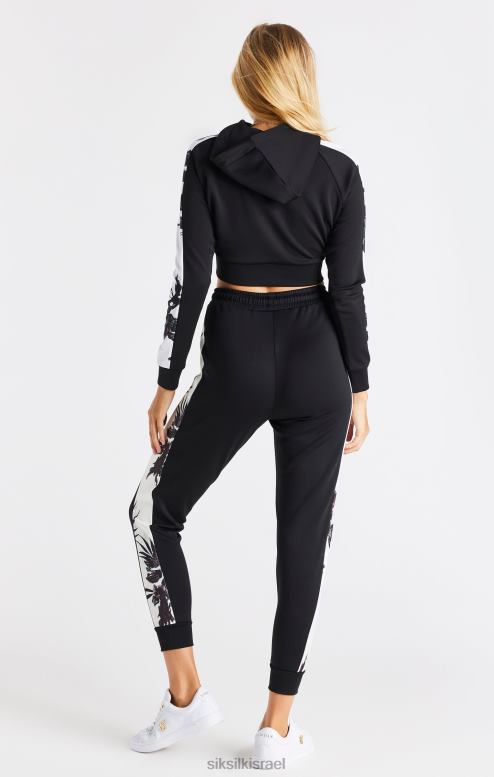 SikSilk נשים קפוצ'ון קפוצ'ון עם שרוולים פרחוני שחור D2LH2114 לבוש