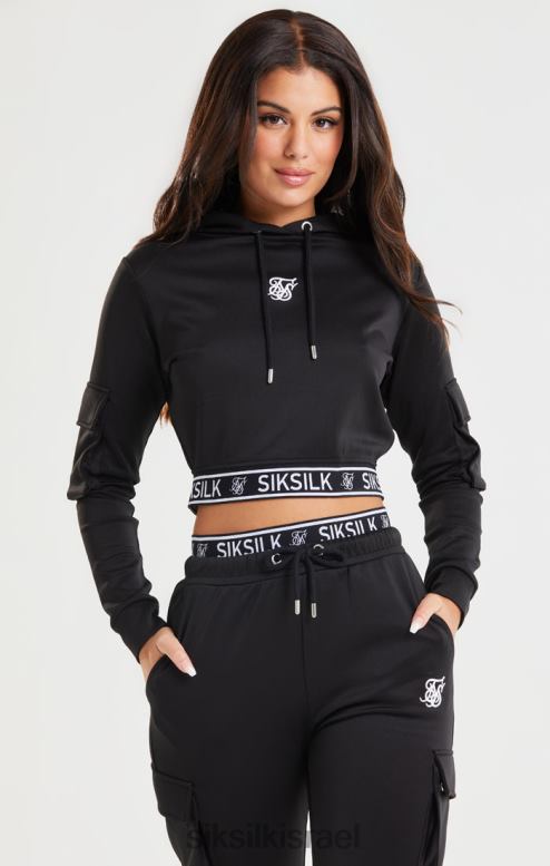 SikSilk נשים קפוצ'ון מטען קצוץ שחור D2LH2116 לבוש