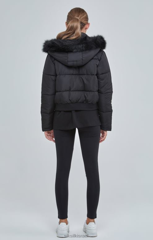 SikSilk נשים פארקה קצוצה שחורה D2LH2127 לבוש