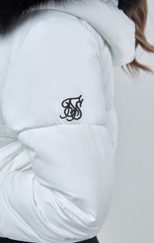 SikSilk נשים פארקה קצוצה לבנה D2LH2130 לבוש