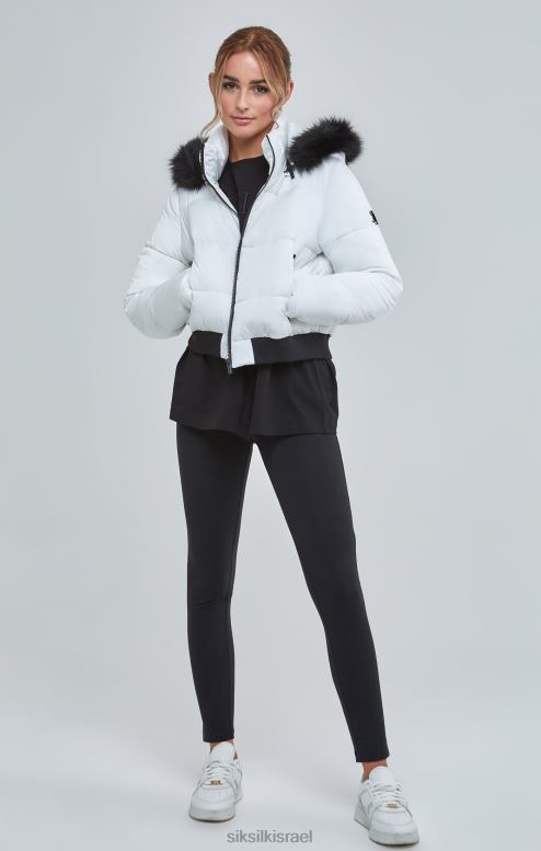 SikSilk נשים פארקה קצוצה לבנה D2LH2130 לבוש