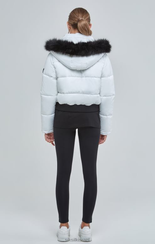 SikSilk נשים פארקה קצוצה לבנה D2LH2130 לבוש