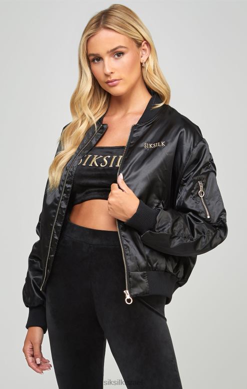 SikSilk נשים מעיל בומבר גדול ברק גבוה D2LH2136 לבוש