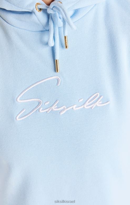 SikSilk נשים שמלת קפוצ'ון חתימה חיונית - כחולה D2LH2148 לבוש