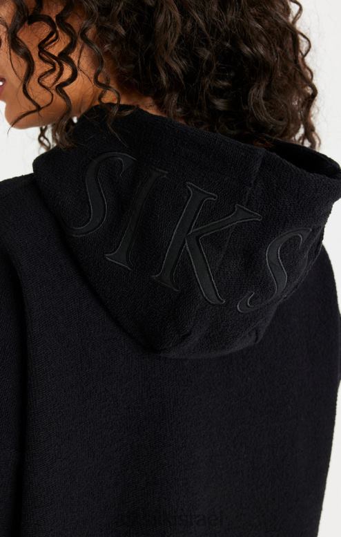 SikSilk נשים שמלת קפוצ'ון שחורה מבד פליסה D2LH2151 לבוש