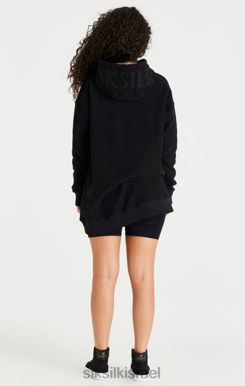 SikSilk נשים שמלת קפוצ'ון שחורה מבד פליסה D2LH2151 לבוש