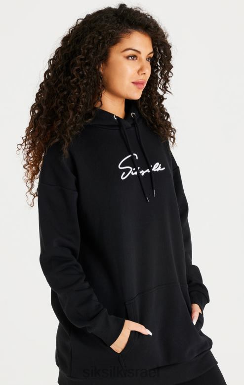 SikSilk נשים שמלת קפוצ'ון אוברסייז שחורה D2LH2154 לבוש