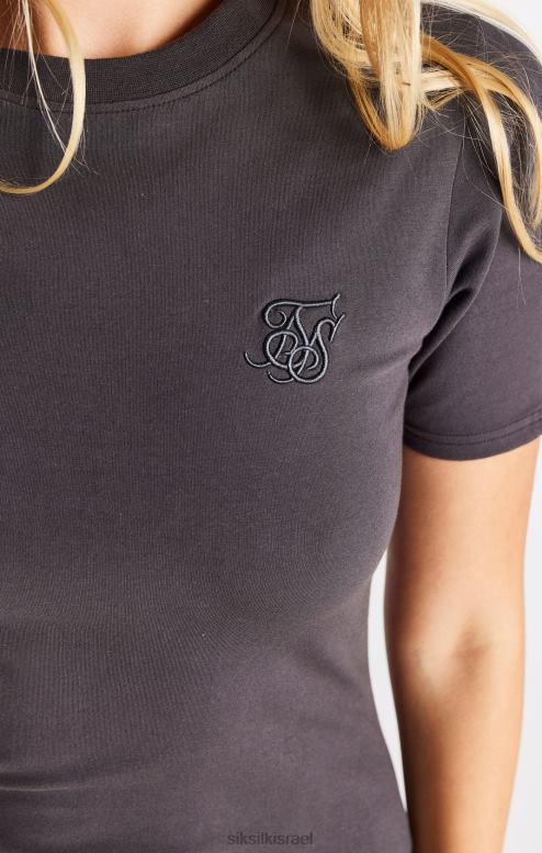 SikSilk נשים שמלה מודבקת עם שרוולים קצרים - אפורה D2LH2155 לבוש