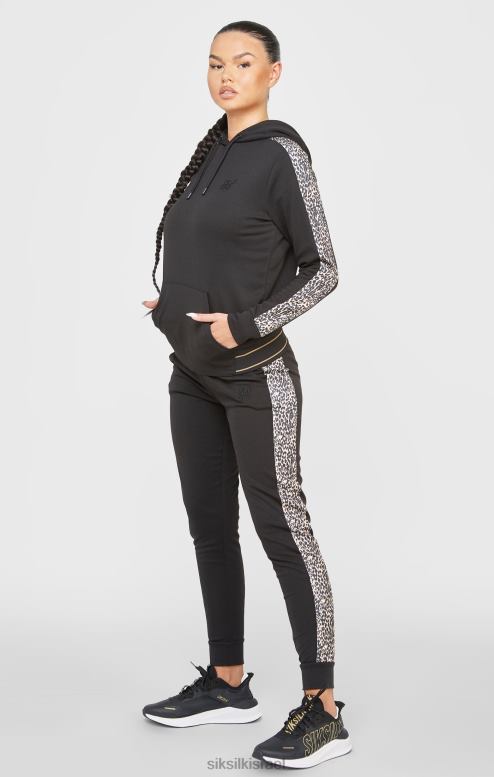SikSilk נשים מכנסי טרנינג עם פאנלים בהדפס נמר שחור D2LH2174 לבוש