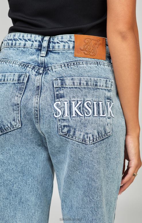 SikSilk נשים ג'ינס אמא רקום בכביסה תכלת D2LH2190 לבוש