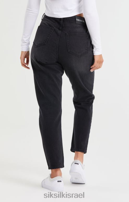 SikSilk נשים ג'ינס אמא ג'ינס מכובס שחור ברכיים D2LH2191 לבוש