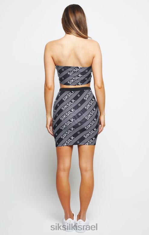SikSilk נשים טופ בנדאו בהדפס לוגו - שחור D2LH2215 לבוש