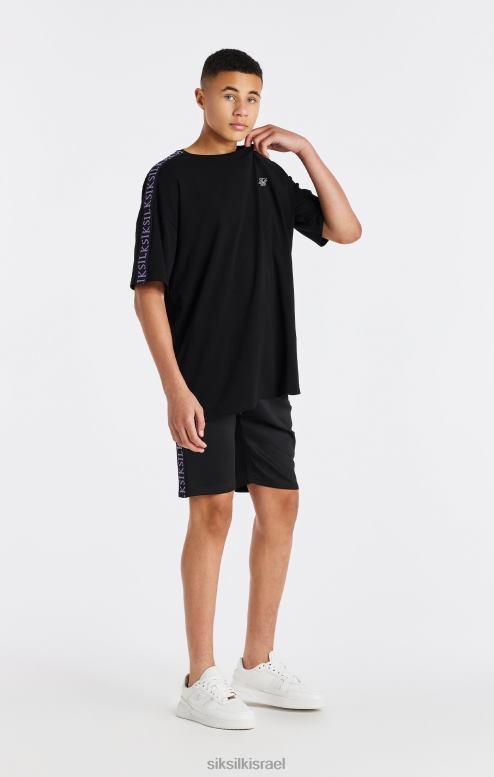 SikSilk בנים חולצת טריקו שחורה מודבקת D2LH2285 לבוש