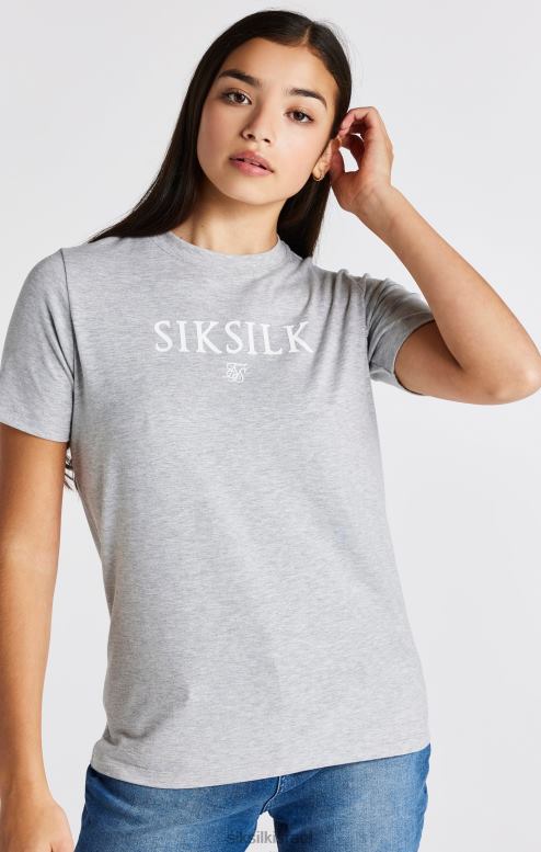 SikSilk בנות חולצת טריקו ממותגת חוואר אפורה D2LH2318 לבוש