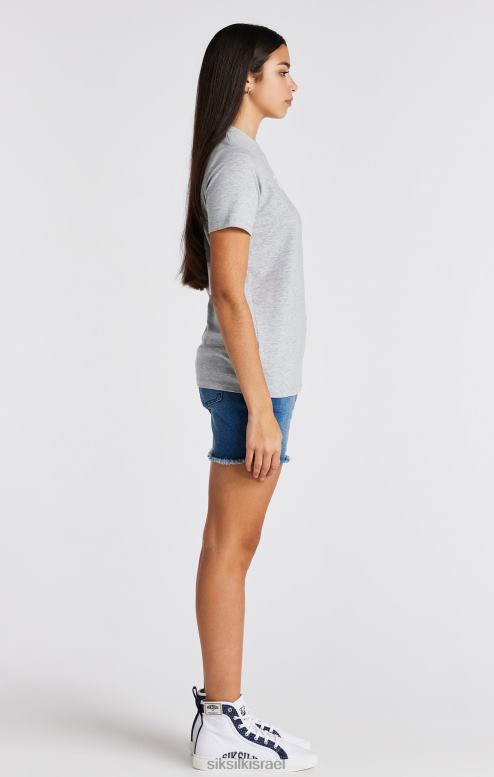 SikSilk בנות חולצת טריקו ממותגת חוואר אפורה D2LH2318 לבוש