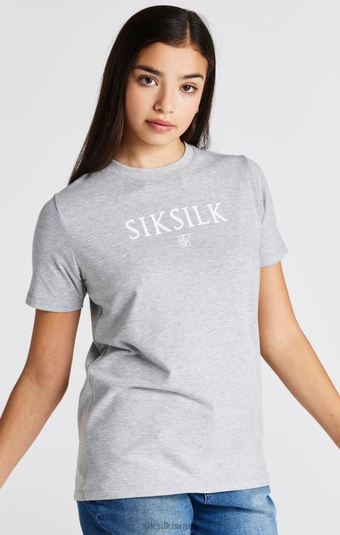 SikSilk בנות חולצת טריקו ממותגת חוואר אפורה D2LH2318 לבוש