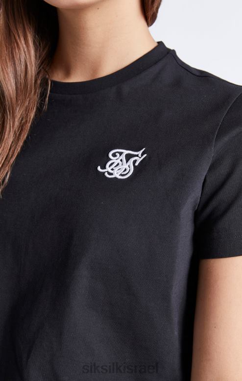 SikSilk בנות חולצת טריקו קצוצה חיוניים שחורים D2LH2320 לבוש