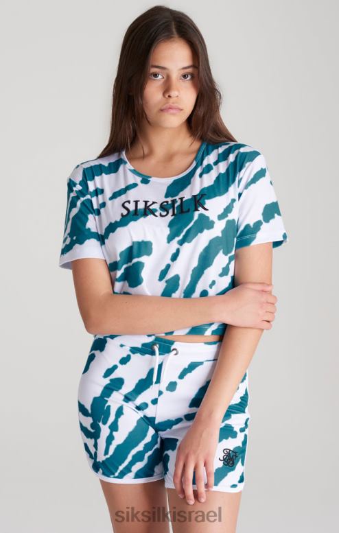 SikSilk בנות חולצת טריקו קצוצה עניבה לבנה D2LH2323 לבוש