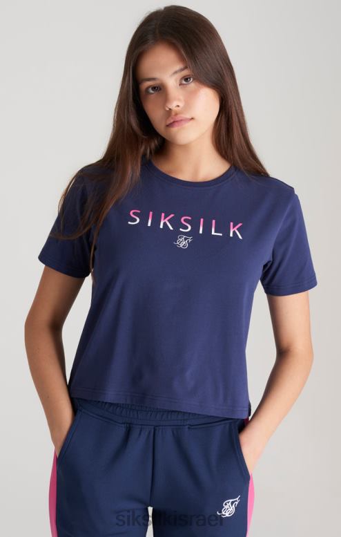SikSilk בנות חולצת טריקו חתוכה עם לוגו דהייה כהה D2LH2325 לבוש