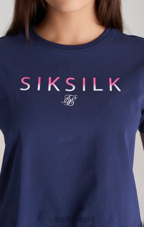 SikSilk בנות חולצת טריקו חתוכה עם לוגו דהייה כהה D2LH2325 לבוש