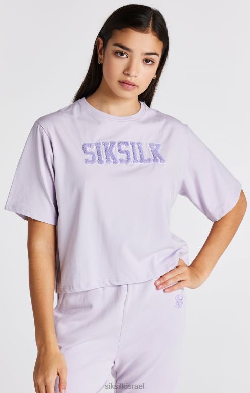 SikSilk בנות חולצת טריקו סגולה של לוגו אוניברסיטה D2LH2327 לבוש