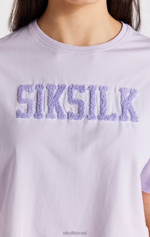 SikSilk בנות חולצת טריקו סגולה של לוגו אוניברסיטה D2LH2327 לבוש