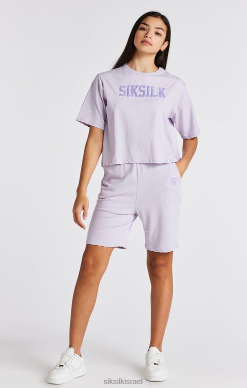 SikSilk בנות חולצת טריקו סגולה של לוגו אוניברסיטה D2LH2327 לבוש