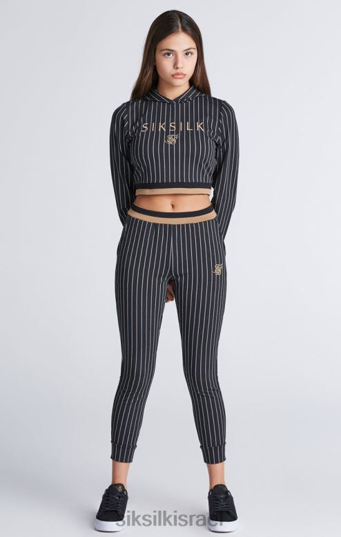 SikSilk בנות קפוצ'ון קצוץ בפס בייסבול שחור D2LH2337 לבוש