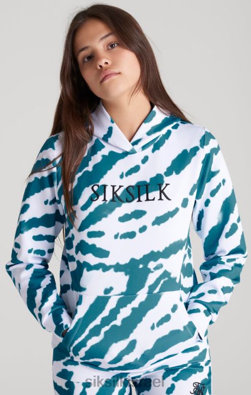 SikSilk בנות קפוצ'ון צבע עניבה לבנה D2LH2339 לבוש