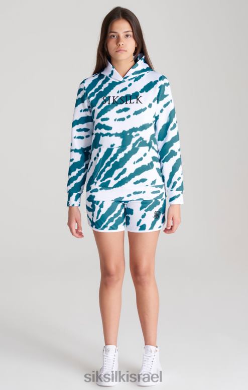 SikSilk בנות קפוצ'ון צבע עניבה לבנה D2LH2339 לבוש