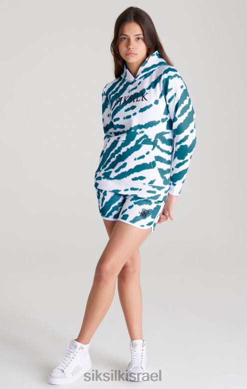 SikSilk בנות קפוצ'ון צבע עניבה לבנה D2LH2339 לבוש