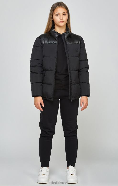 SikSilk בנות ז'קט בועות עם רוכסן שחור D2LH2340 לבוש