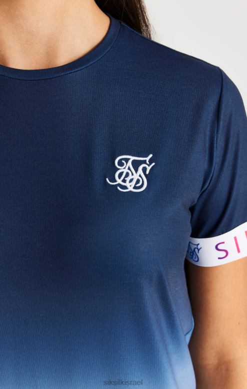 SikSilk בנות שמלת טי שירט דהיית קשת בענן - נייבי ולבן D2LH2342 לבוש