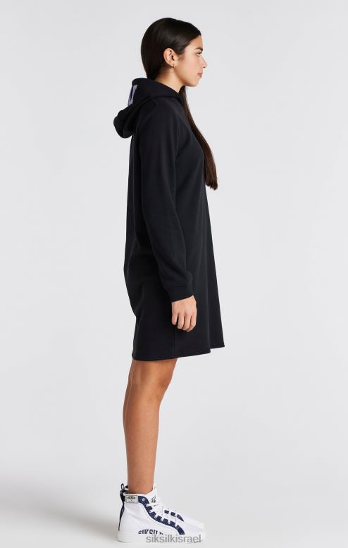 SikSilk בנות שמלת קפוצ'ון שחורה עם לוגו של האוניברסיטה D2LH2344 לבוש