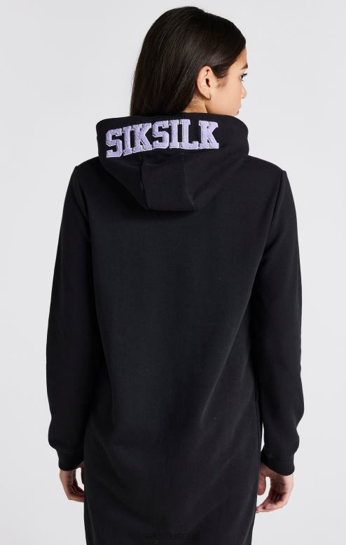 SikSilk בנות שמלת קפוצ'ון שחורה עם לוגו של האוניברסיטה D2LH2344 לבוש