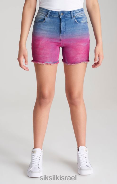 SikSilk בנות צבע כחול ג'ינס קצר D2LH2356 לבוש