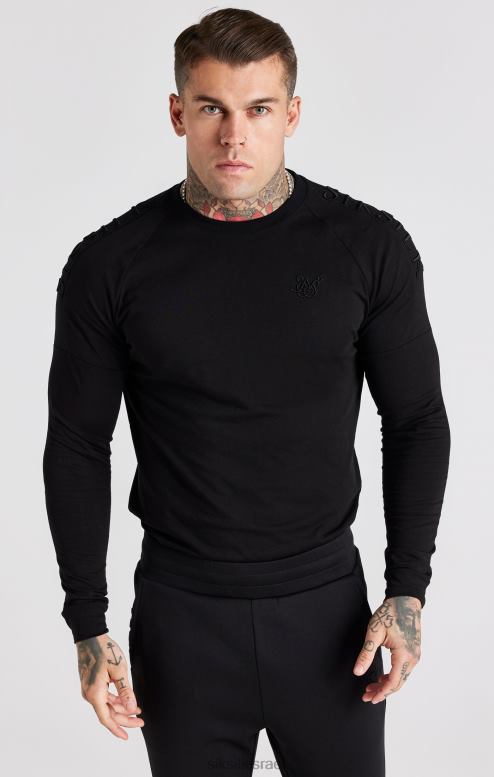 SikSilk גברים חולצה שחורה בהתאמה לשרירים D2LH2362 לבוש