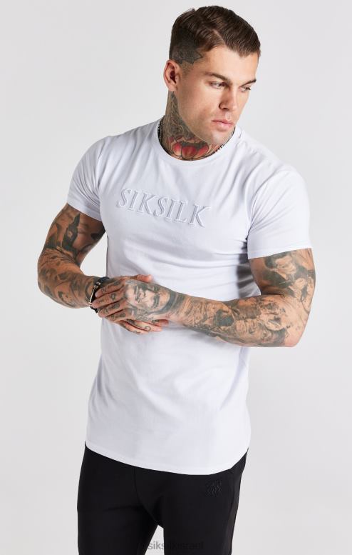 SikSilk גברים חולצת טריקו רקומה בצבע לבן D2LH2370 לבוש