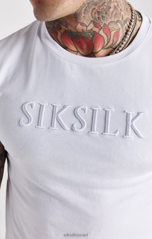 SikSilk גברים חולצת טריקו רקומה בצבע לבן D2LH2370 לבוש