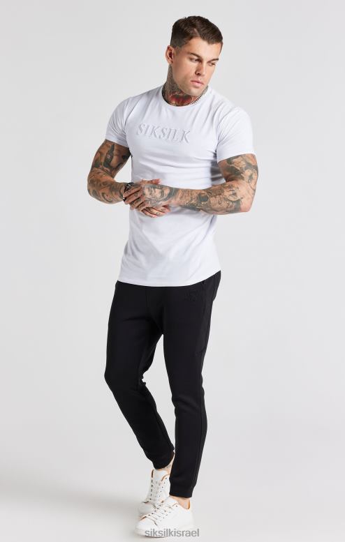SikSilk גברים חולצת טריקו רקומה בצבע לבן D2LH2370 לבוש