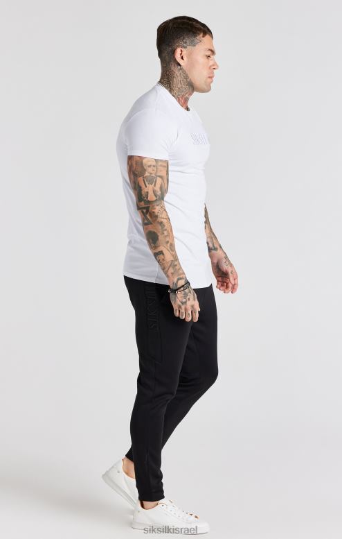 SikSilk גברים חולצת טריקו רקומה בצבע לבן D2LH2370 לבוש