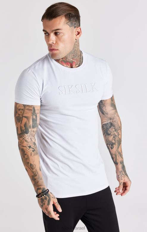 SikSilk גברים חולצת טריקו רקומה בצבע לבן D2LH2370 לבוש