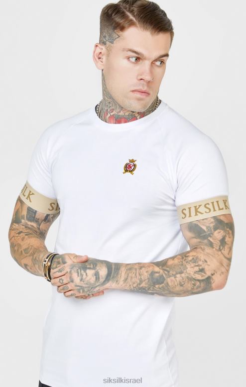 SikSilk גברים חולצת טריקו לבנה עם חפת אלסטי D2LH2372 לבוש
