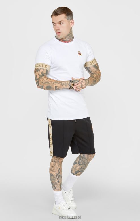 SikSilk גברים חולצת טריקו לבנה עם חפת אלסטי D2LH2372 לבוש
