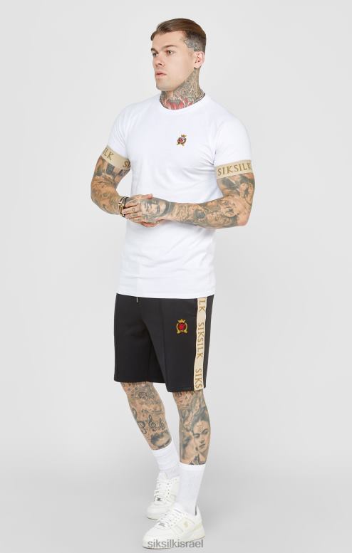 SikSilk גברים חולצת טריקו לבנה עם חפת אלסטי D2LH2372 לבוש