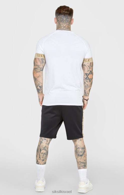 SikSilk גברים חולצת טריקו לבנה עם חפת אלסטי D2LH2372 לבוש